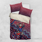 Personalized Melbourne Demons Football Mascot Bedding Set Aboriginal Dot Art Style Vibrant Indigenous Pattern Design
