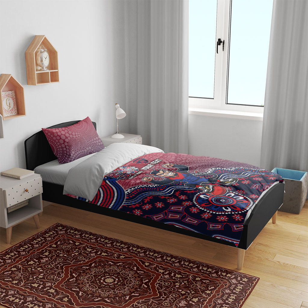 Personalized Melbourne Demons Football Mascot Bedding Set Aboriginal Dot Art Style Vibrant Indigenous Pattern Design