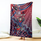 Personalized Melbourne Demons Football Mascot Blanket Aboriginal Dot Art Style Vibrant Indigenous Pattern Design