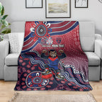 Personalized Melbourne Demons Football Mascot Blanket Aboriginal Dot Art Style Vibrant Indigenous Pattern Design