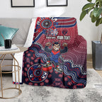 Personalized Melbourne Demons Football Mascot Blanket Aboriginal Dot Art Style Vibrant Indigenous Pattern Design