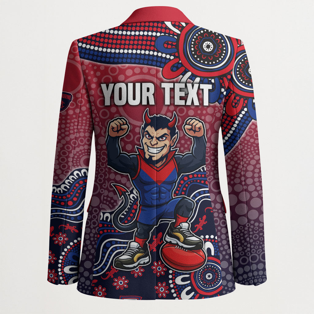 Personalized Melbourne Demons Football Mascot Blazer Aboriginal Dot Art Style Vibrant Indigenous Pattern Design