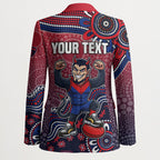 Personalized Melbourne Demons Football Mascot Blazer Aboriginal Dot Art Style Vibrant Indigenous Pattern Design