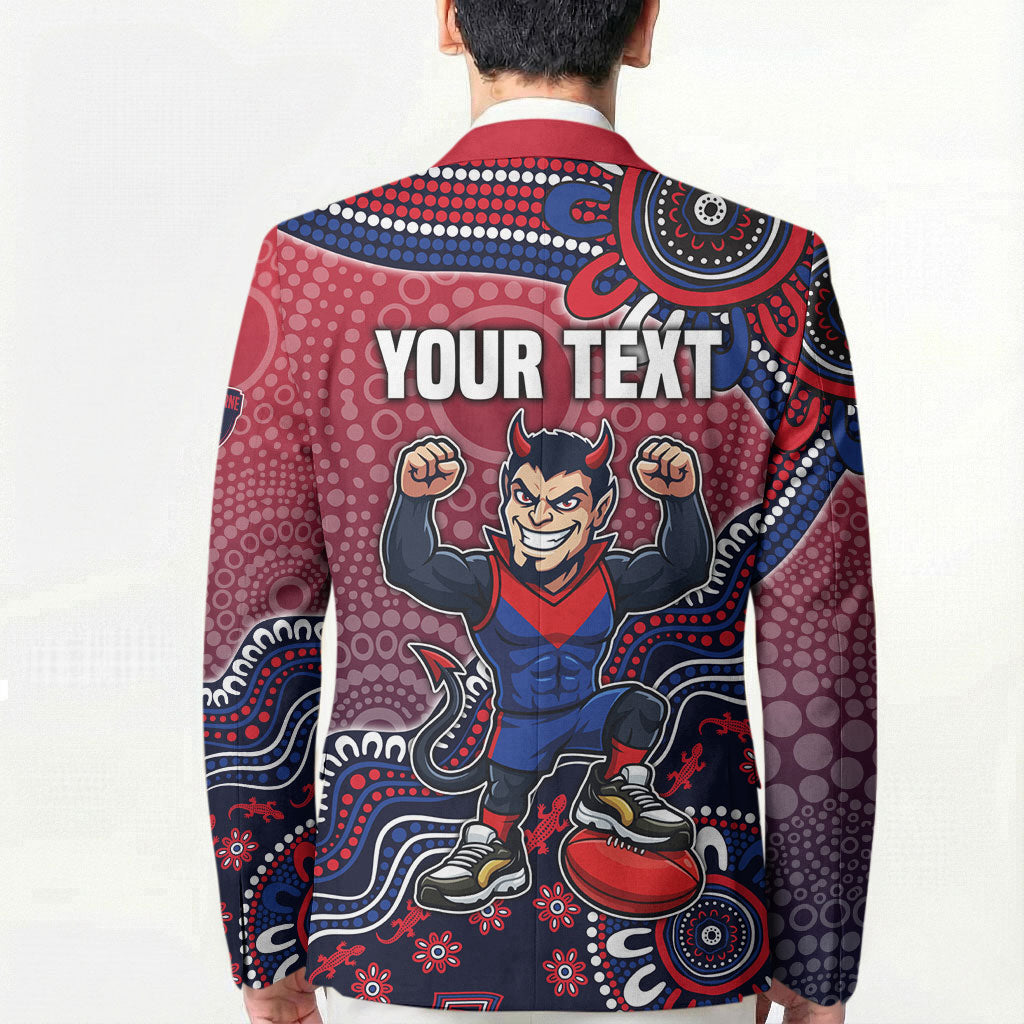 Personalized Melbourne Demons Football Mascot Blazer Aboriginal Dot Art Style Vibrant Indigenous Pattern Design