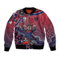 Personalized Melbourne Demons Football Mascot Bomber Jacket Aboriginal Dot Art Style Vibrant Indigenous Pattern Design