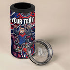Personalized Melbourne Demons Football Mascot 4 in 1 Can Cooler Tumbler Aboriginal Dot Art Style Vibrant Indigenous Pattern Design