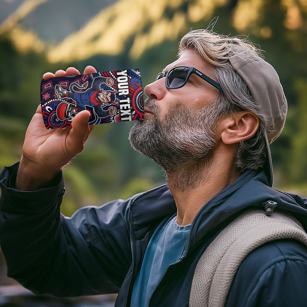 Personalized Melbourne Demons Football Mascot 4 in 1 Can Cooler Tumbler Aboriginal Dot Art Style Vibrant Indigenous Pattern Design