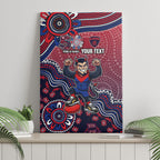 Personalized Melbourne Demons Football Mascot Canvas Wall Art Aboriginal Dot Art Style Vibrant Indigenous Pattern Design