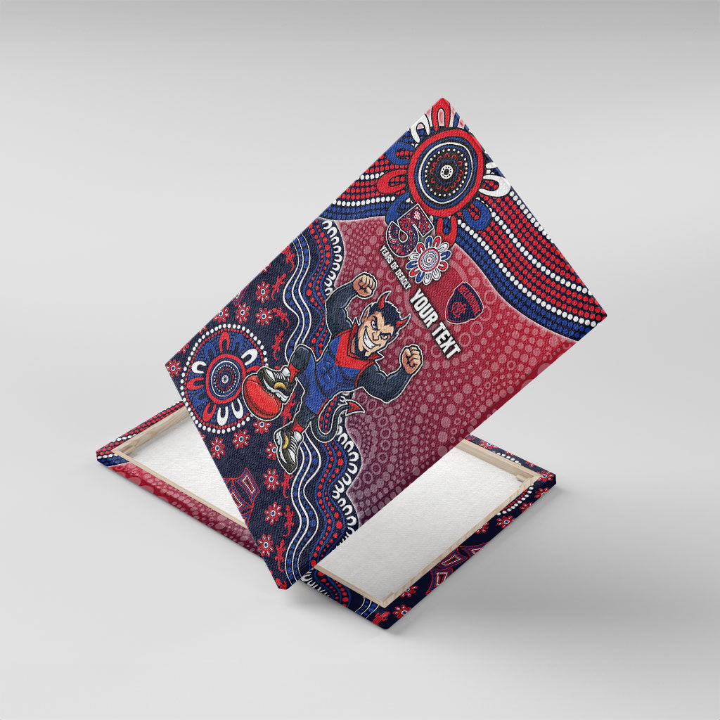 Personalized Melbourne Demons Football Mascot Canvas Wall Art Aboriginal Dot Art Style Vibrant Indigenous Pattern Design