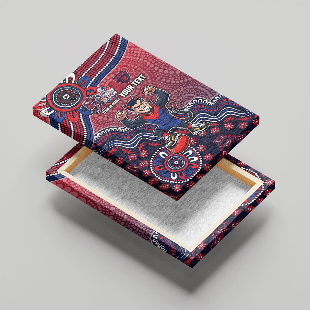 Personalized Melbourne Demons Football Mascot Canvas Wall Art Aboriginal Dot Art Style Vibrant Indigenous Pattern Design