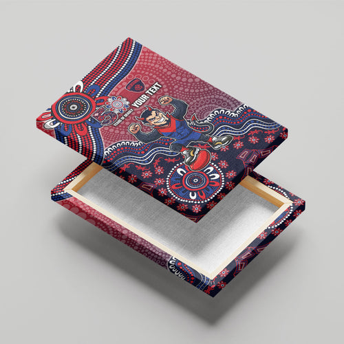 Personalized Melbourne Demons Football Mascot Canvas Wall Art Aboriginal Dot Art Style Vibrant Indigenous Pattern Design