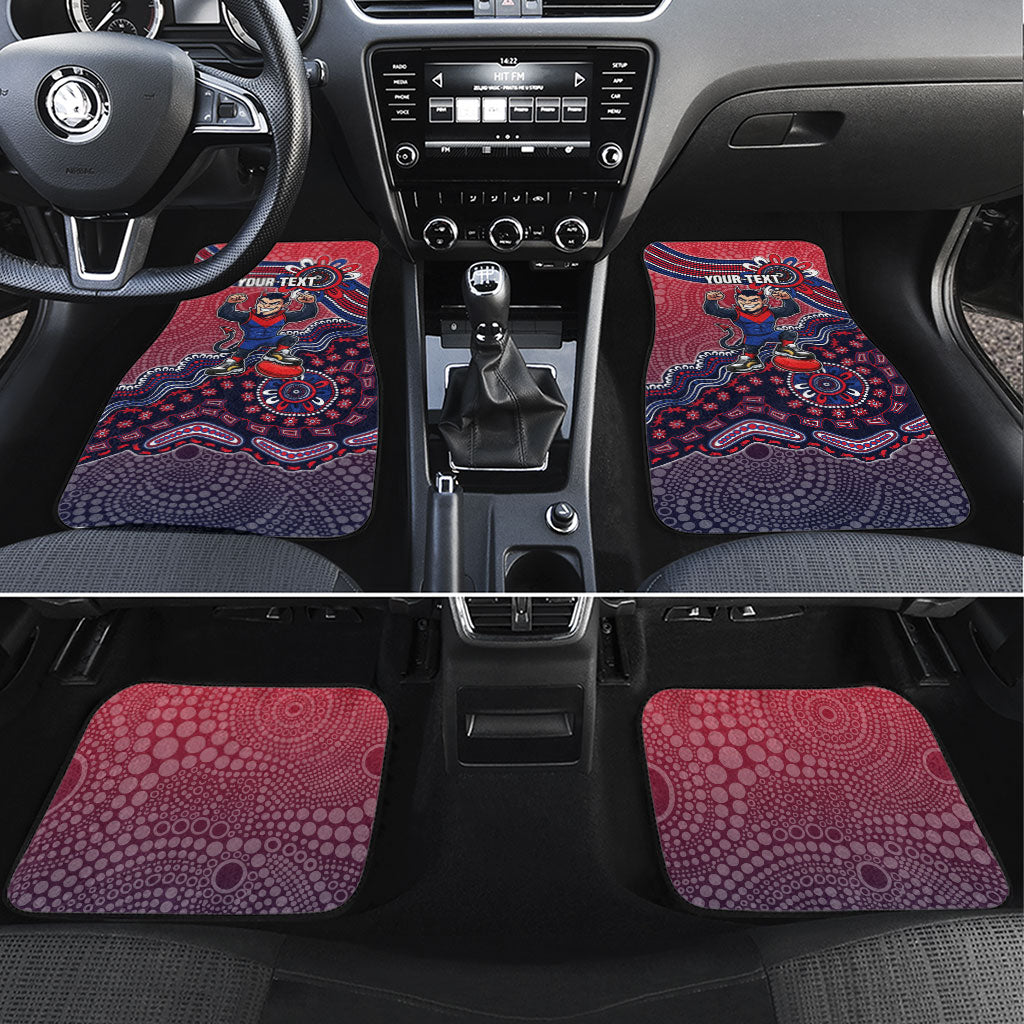 Personalized Melbourne Demons Football Mascot Car Mats Aboriginal Dot Art Style Vibrant Indigenous Pattern Design