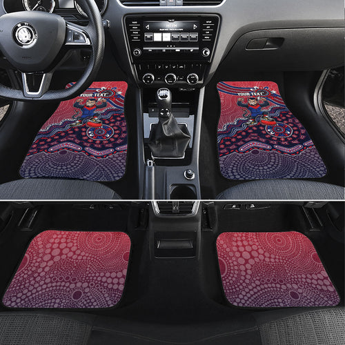 Personalized Melbourne Demons Football Mascot Car Mats Aboriginal Dot Art Style Vibrant Indigenous Pattern Design