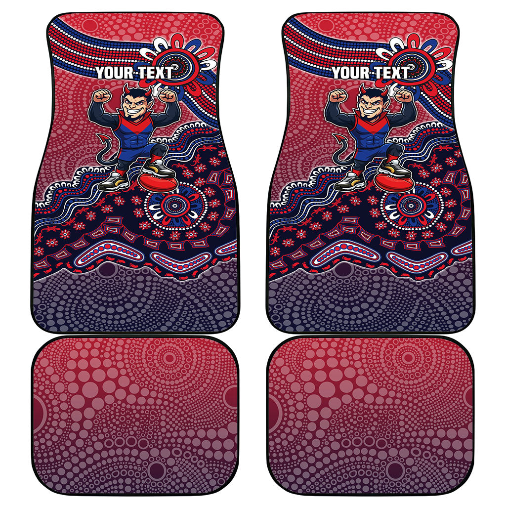 Personalized Melbourne Demons Football Mascot Car Mats Aboriginal Dot Art Style Vibrant Indigenous Pattern Design