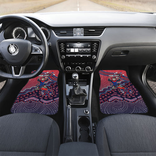 Personalized Melbourne Demons Football Mascot Car Mats Aboriginal Dot Art Style Vibrant Indigenous Pattern Design