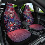 Personalized Melbourne Demons Football Mascot Car Seat Cover Aboriginal Dot Art Style Vibrant Indigenous Pattern Design