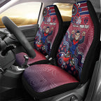 Personalized Melbourne Demons Football Mascot Car Seat Cover Aboriginal Dot Art Style Vibrant Indigenous Pattern Design