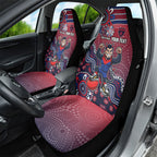 Personalized Melbourne Demons Football Mascot Car Seat Cover Aboriginal Dot Art Style Vibrant Indigenous Pattern Design