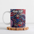 Personalized Melbourne Demons Football Mascot Ceramic Mug Aboriginal Dot Art Style Vibrant Indigenous Pattern Design