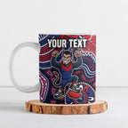Personalized Melbourne Demons Football Mascot Ceramic Mug Aboriginal Dot Art Style Vibrant Indigenous Pattern Design
