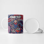 Personalized Melbourne Demons Football Mascot Ceramic Mug Aboriginal Dot Art Style Vibrant Indigenous Pattern Design