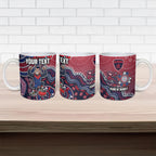 Personalized Melbourne Demons Football Mascot Ceramic Mug Aboriginal Dot Art Style Vibrant Indigenous Pattern Design