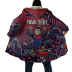 Personalized Melbourne Demons Football Mascot Cloak Aboriginal Dot Art Style Vibrant Indigenous Pattern Design