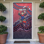 Personalized Melbourne Demons Football Mascot Door Cover Aboriginal Dot Art Style Vibrant Indigenous Pattern Design