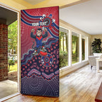 Personalized Melbourne Demons Football Mascot Door Cover Aboriginal Dot Art Style Vibrant Indigenous Pattern Design