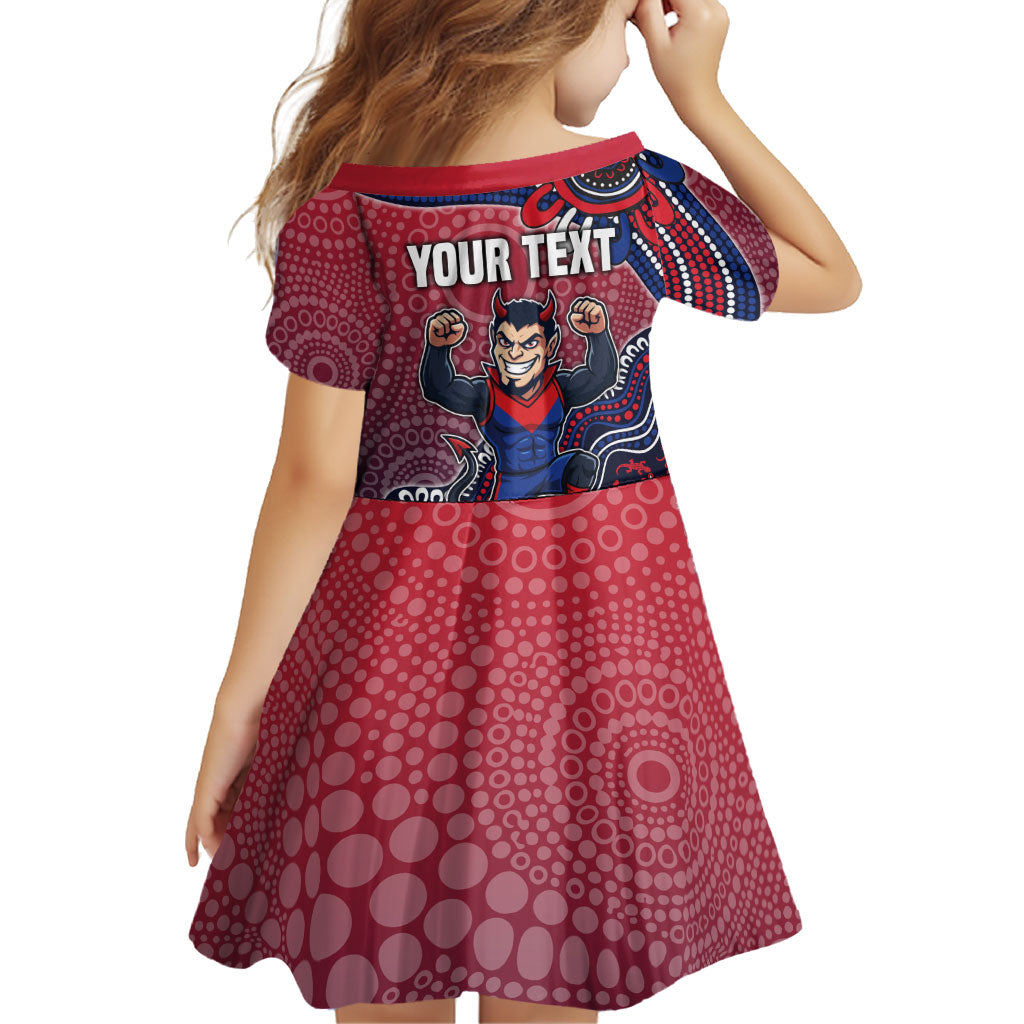 Personalized Melbourne Demons Football Mascot Family Matching Mermaid Dress and Hawaiian Shirt Aboriginal Dot Art Style Vibrant Indigenous Pattern Design