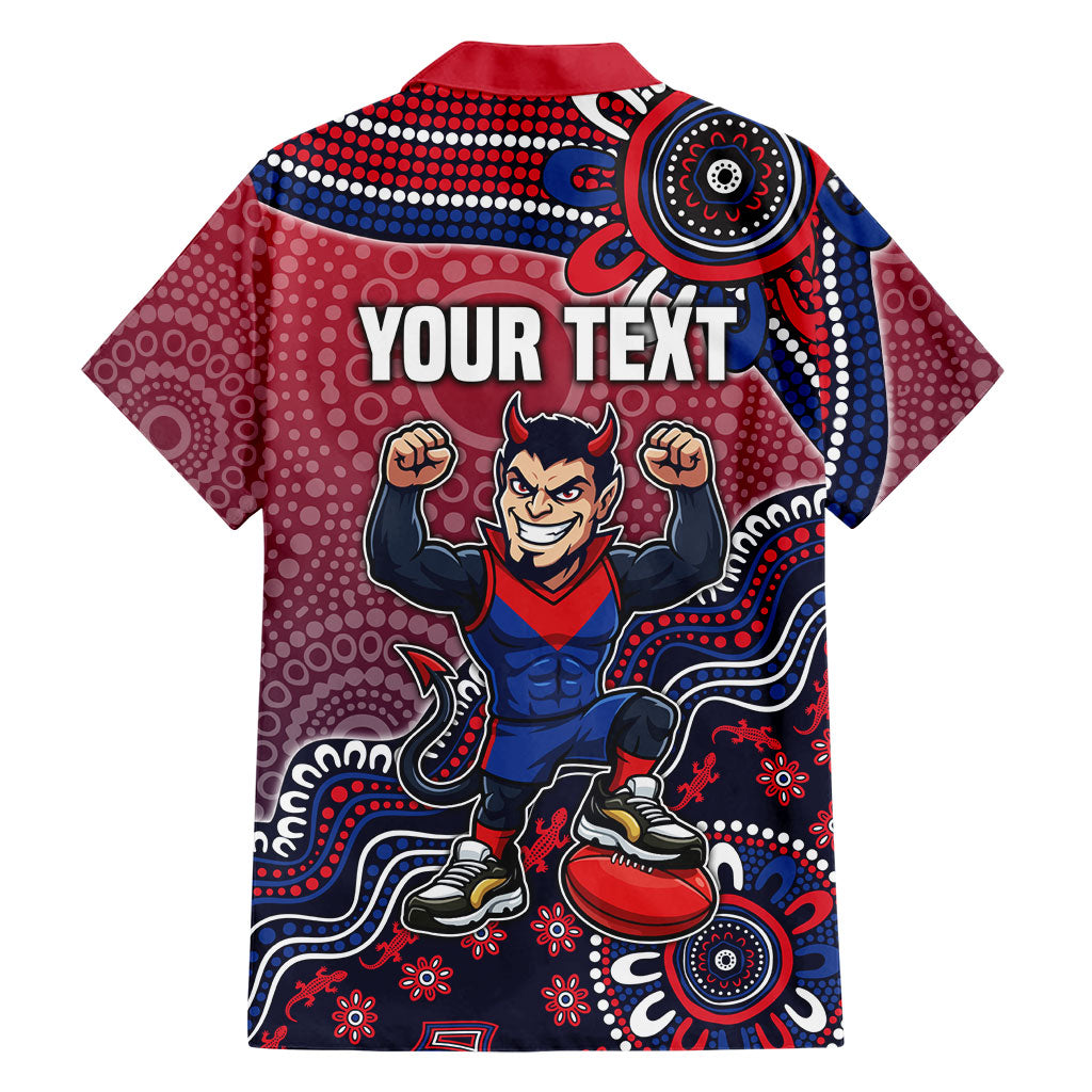 Personalized Melbourne Demons Football Mascot Family Matching Summer Maxi Dress and Hawaiian Shirt Aboriginal Dot Art Style Vibrant Indigenous Pattern Design