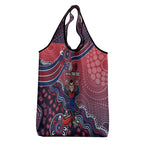 Personalized Melbourne Demons Football Mascot Grocery Bag Aboriginal Dot Art Style Vibrant Indigenous Pattern Design