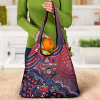Personalized Melbourne Demons Football Mascot Grocery Bag Aboriginal Dot Art Style Vibrant Indigenous Pattern Design