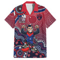 Personalized Melbourne Demons Football Mascot Hawaiian Shirt Aboriginal Dot Art Style Vibrant Indigenous Pattern Design