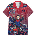 Personalized Melbourne Demons Football Mascot Hawaiian Shirt Aboriginal Dot Art Style Vibrant Indigenous Pattern Design