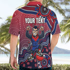 Personalized Melbourne Demons Football Mascot Hawaiian Shirt Aboriginal Dot Art Style Vibrant Indigenous Pattern Design