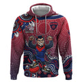 Personalized Melbourne Demons Football Mascot Hoodie Aboriginal Dot Art Style Vibrant Indigenous Pattern Design