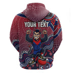 Personalized Melbourne Demons Football Mascot Hoodie Aboriginal Dot Art Style Vibrant Indigenous Pattern Design