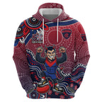 Personalized Melbourne Demons Football Mascot Hoodie Aboriginal Dot Art Style Vibrant Indigenous Pattern Design