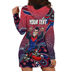 Personalized Melbourne Demons Football Mascot Hoodie Dress Aboriginal Dot Art Style Vibrant Indigenous Pattern Design