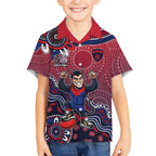 Personalized Melbourne Demons Football Mascot Kid Hawaiian Shirt Aboriginal Dot Art Style Vibrant Indigenous Pattern Design