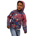 Personalized Melbourne Demons Football Mascot Kid Hoodie Aboriginal Dot Art Style Vibrant Indigenous Pattern Design