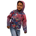 Personalized Melbourne Demons Football Mascot Kid Hoodie Aboriginal Dot Art Style Vibrant Indigenous Pattern Design