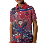 Personalized Melbourne Demons Football Mascot Kid Polo Shirt Aboriginal Dot Art Style Vibrant Indigenous Pattern Design
