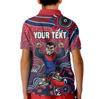 Personalized Melbourne Demons Football Mascot Kid Polo Shirt Aboriginal Dot Art Style Vibrant Indigenous Pattern Design