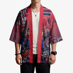 Personalized Melbourne Demons Football Mascot Kimono Aboriginal Dot Art Style Vibrant Indigenous Pattern Design