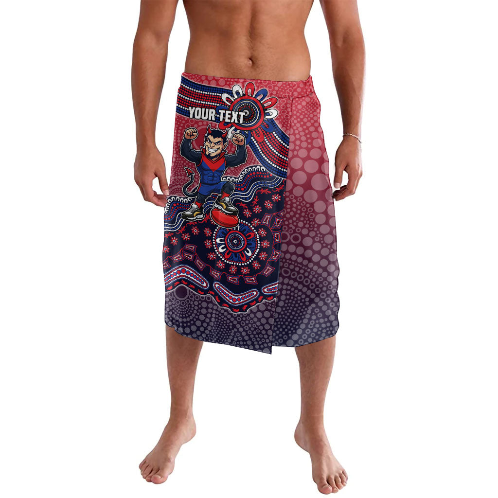 Personalized Melbourne Demons Football Mascot Lavalava Aboriginal Dot Art Style Vibrant Indigenous Pattern Design