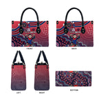 Personalized Melbourne Demons Football Mascot Leather Bag Aboriginal Dot Art Style Vibrant Indigenous Pattern Design