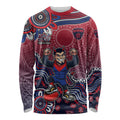 Personalized Melbourne Demons Football Mascot Long Sleeve Shirt Aboriginal Dot Art Style Vibrant Indigenous Pattern Design