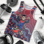 Personalized Melbourne Demons Football Mascot Men Tank Top Aboriginal Dot Art Style Vibrant Indigenous Pattern Design